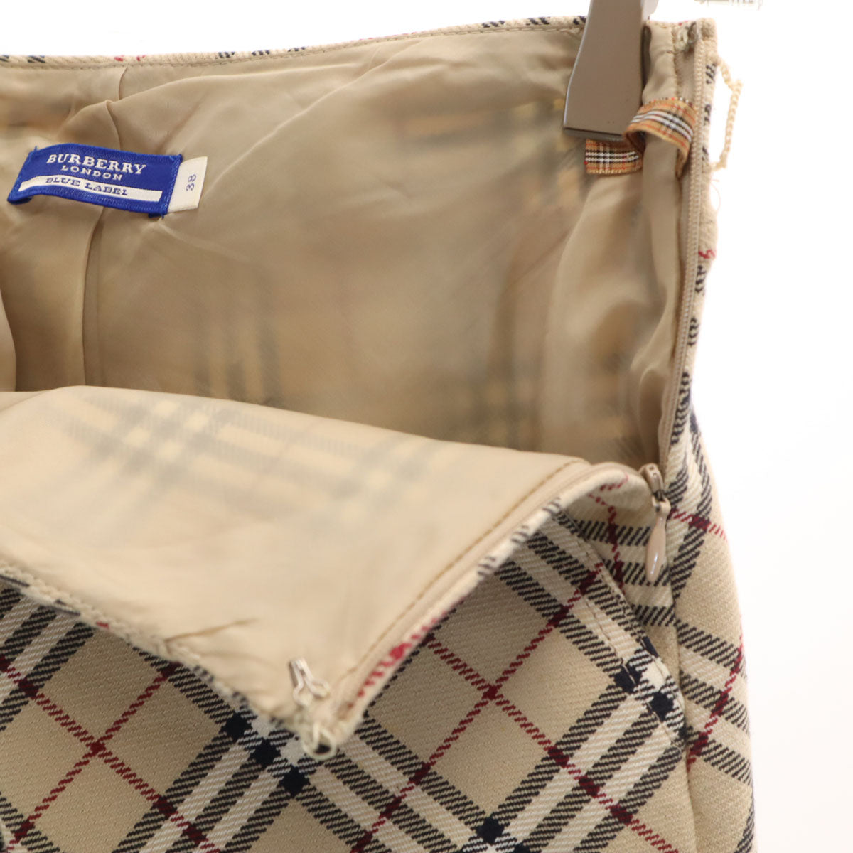 BURBERRY LONDON BLUE LABEL バーバリー ロンドン ブルーレーベル ノバチェック ミディスカート 38 ベージュ 三陽商会 レディース