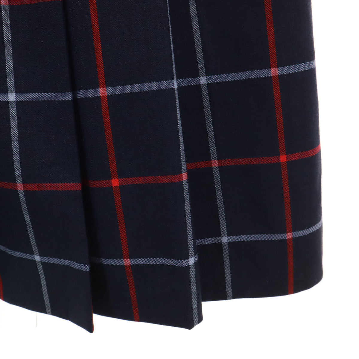 Burberrys バーバリーズ 90s 英国製 オールド チェック柄 ミモレ丈 プリーツスカート 6 ネイビー レディース