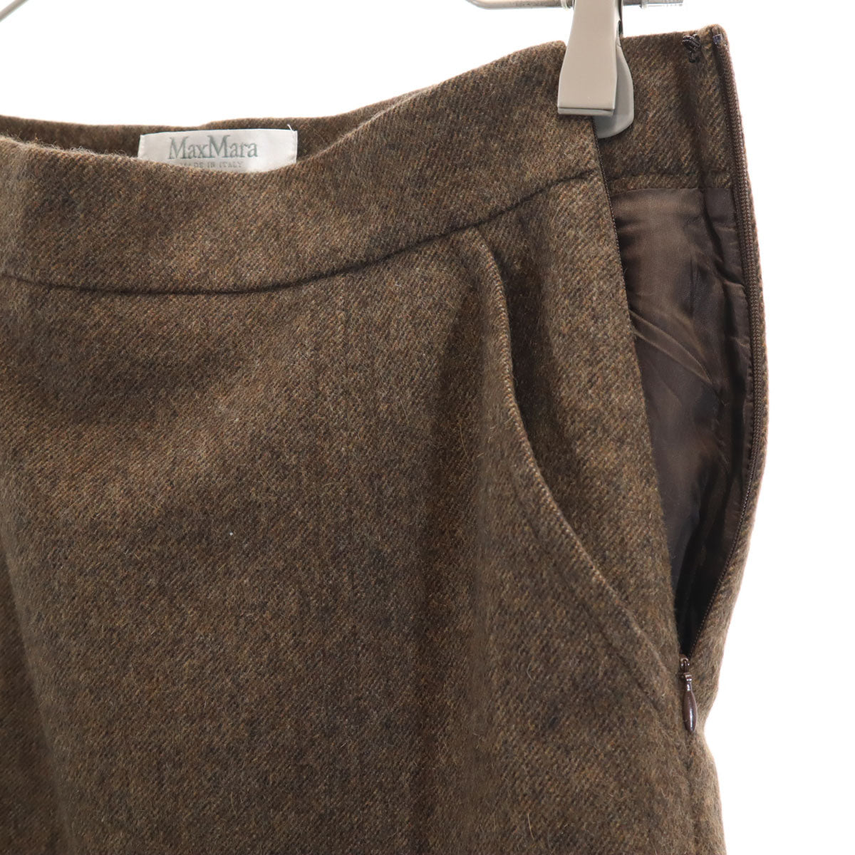 MAX MARA マックスマーラ イタリア製 ウール ミモレ丈スカート 42 ブラウン系 レディース