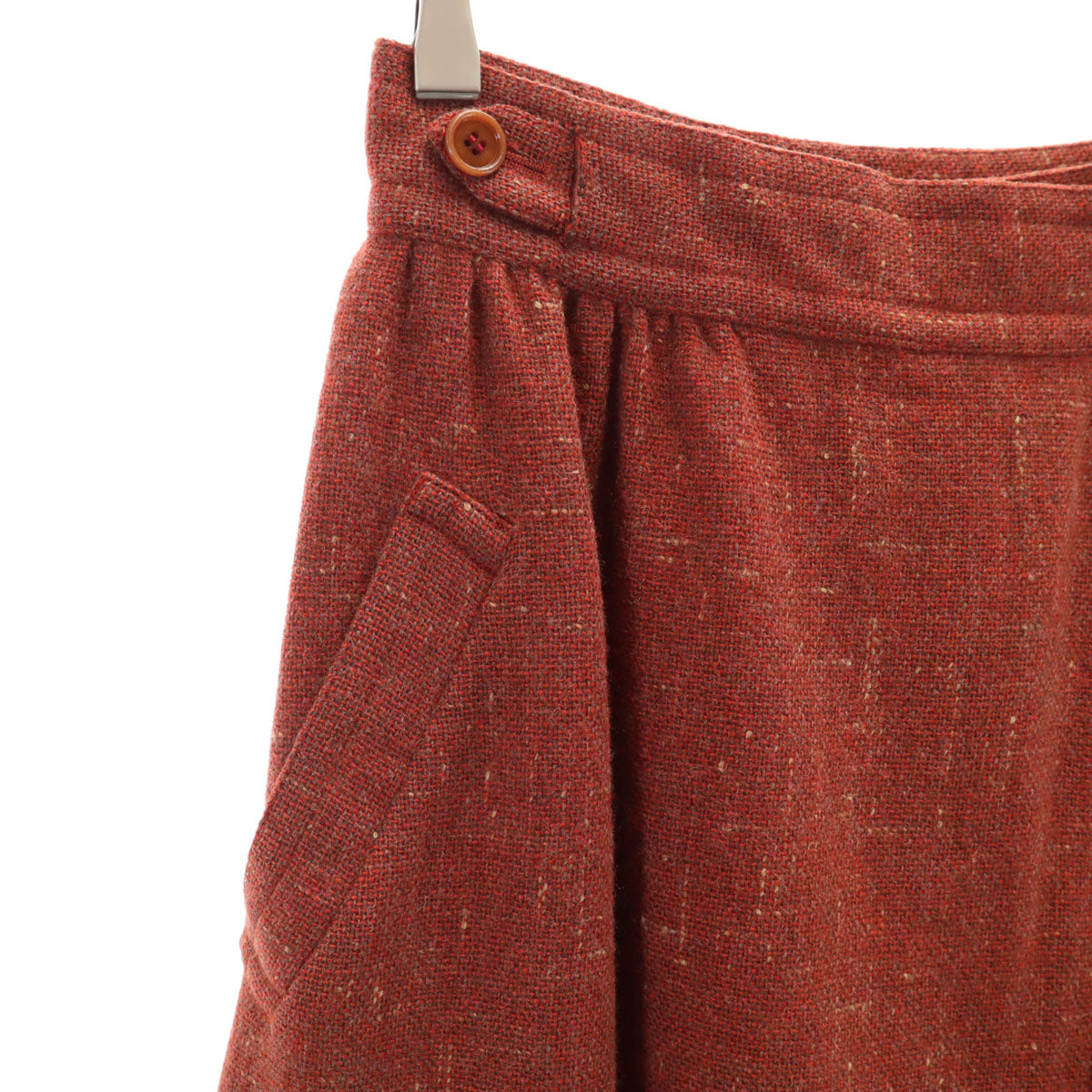 ISSEY MIYAKE イッセイミヤケ 70s 日本製 ヴィンテージ 初期タグ ミモレ丈 ツイード ラップスカート 11 赤茶 レディース