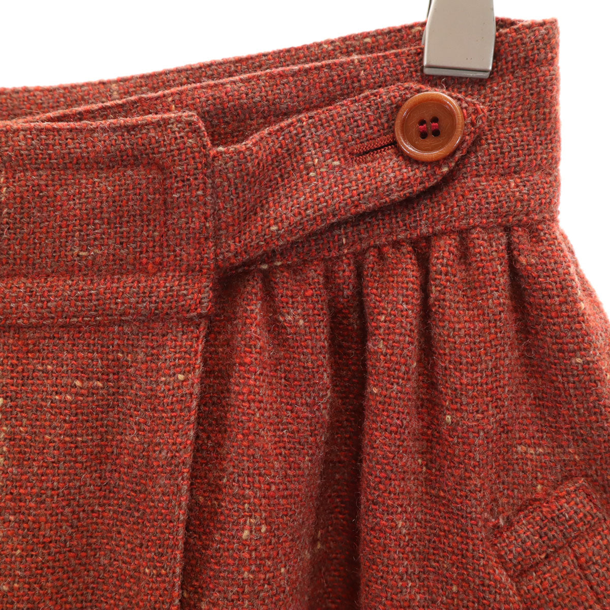 ISSEY MIYAKE イッセイミヤケ 70s 日本製 ヴィンテージ 初期タグ ミモレ丈 ツイード ラップスカート 11 赤茶 レディース
