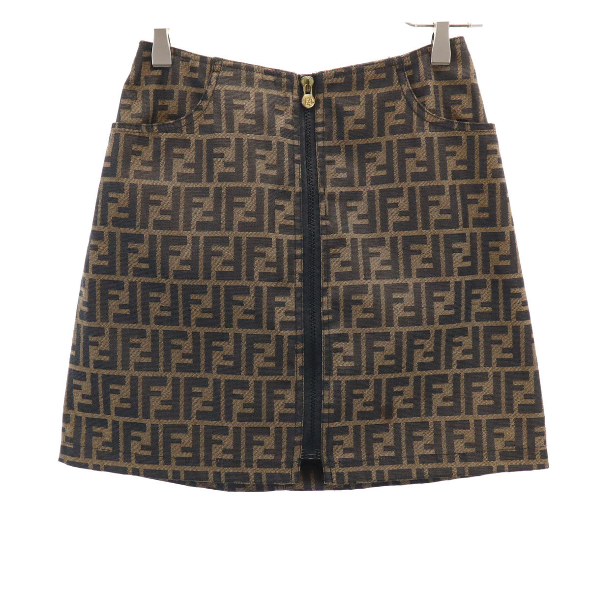FENDI フェンディ 90s イタリア製 オールド ズッカ柄 ミニスカート 40 ブラウン レディース