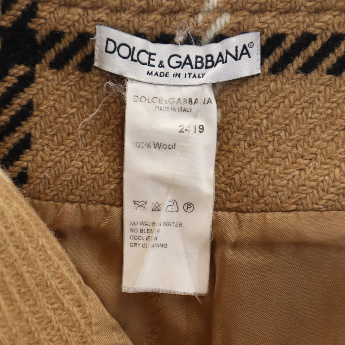 DOLCE&GABBANA ドルチェアンドガッバーナ イタリア製 チェック柄 ミディ丈 タイトスカート 42 ブラウン レディース