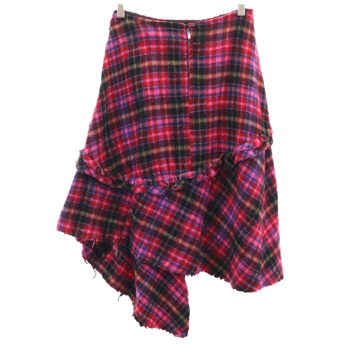 tricot COMME des GARCONS トリココムデギャルソン 2004年 日本製 チェック柄 ミモレ丈 アシメ フレアスカート S ピンク レディース