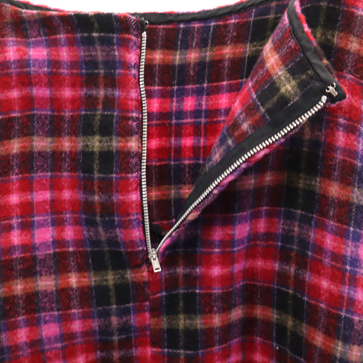 tricot COMME des GARCONS トリココムデギャルソン 2004年 日本製 チェック柄 ミモレ丈 アシメ フレアスカート S ピンク レディース