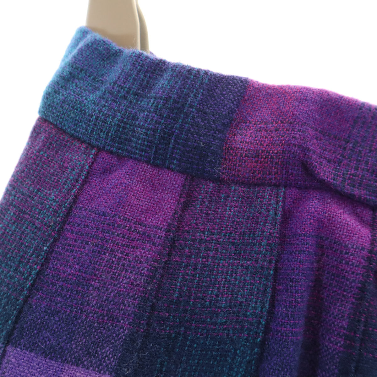 美品 PENDLETON ペンドルトン 70s USA製 ヴィンテージ チェック柄 ミモレ丈 フランネル プリーツスカート 10 パープル レディース