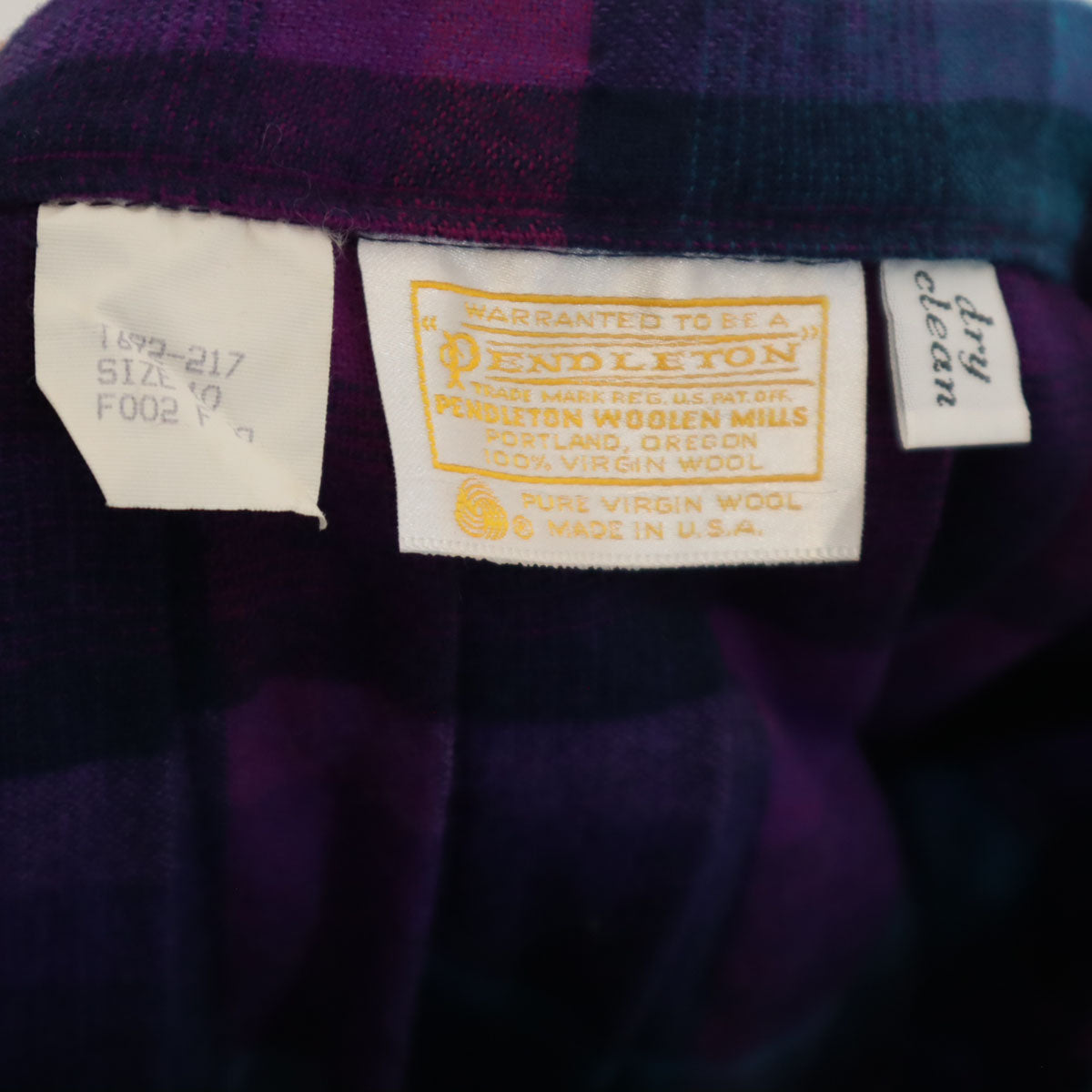 美品 PENDLETON ペンドルトン 70s USA製 ヴィンテージ チェック柄 ミモレ丈 フランネル プリーツスカート 10 パープル レディース