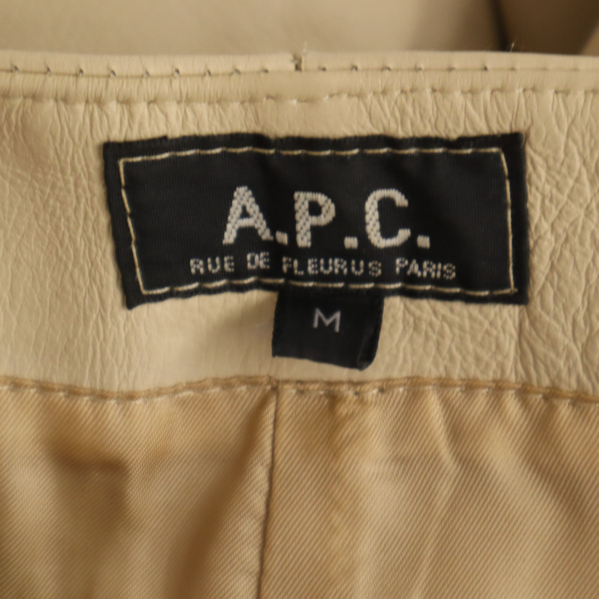 A.P.C. アーペーセー フランス製 ミディ丈 牛革レザー タイトスカート M ベージュ レディース