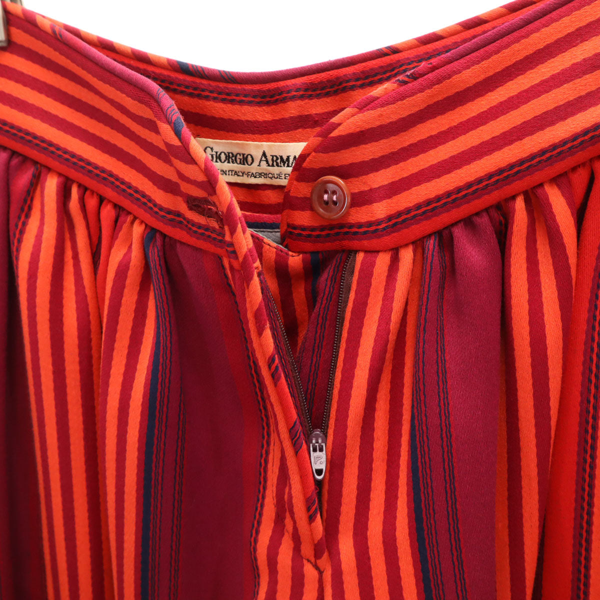 GIORGIO ARMANI ジョルジオアルマーニ 70s イタリア製 ヴィンテージ ストライプ柄 ハーフパンツ 40 朱色 レディース