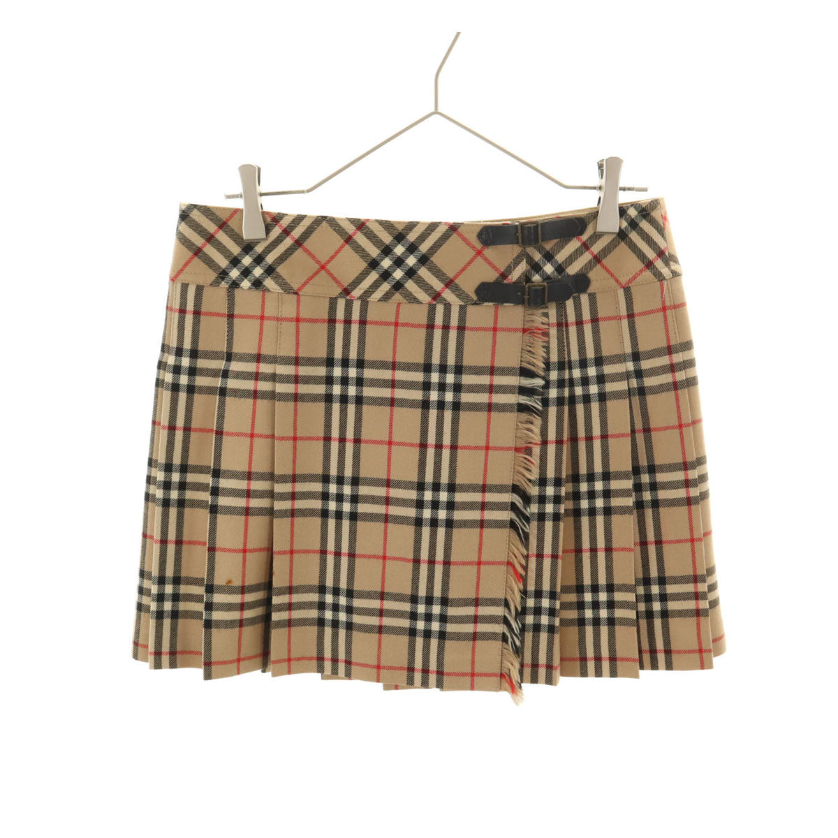 BURBERRY LONDON BLUE LABEL バーバリー ロンドン ブルーレーベル ノバチェック ミニ丈 プリーツ ラップスカート 38 ベージュ 三陽商会 レディース