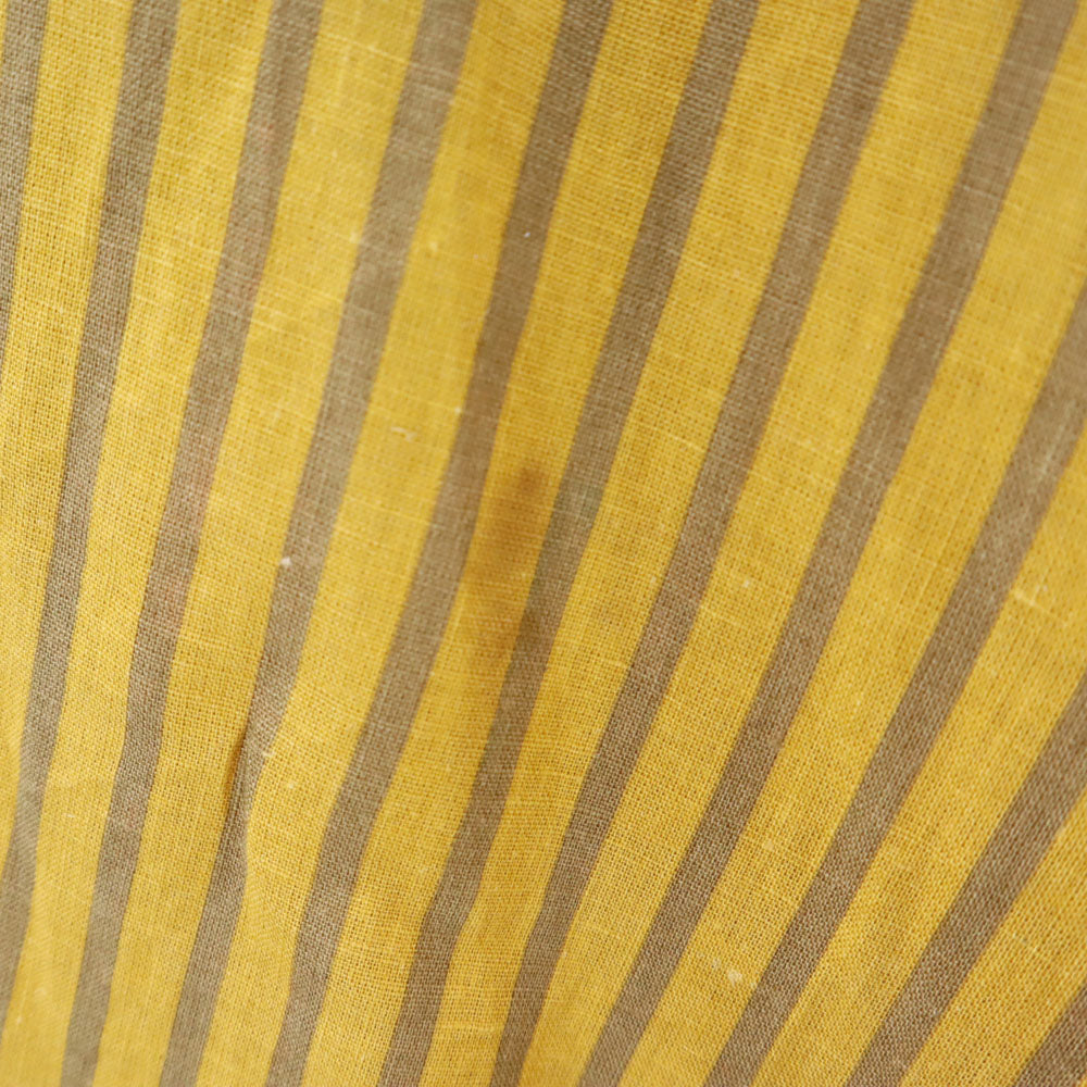 YVES SAINT LAURENT イヴサンローラン 80s 90s リネンブレンド オールド ストライプ柄 ミディ丈 フレアスカート S イエロー系 レディース