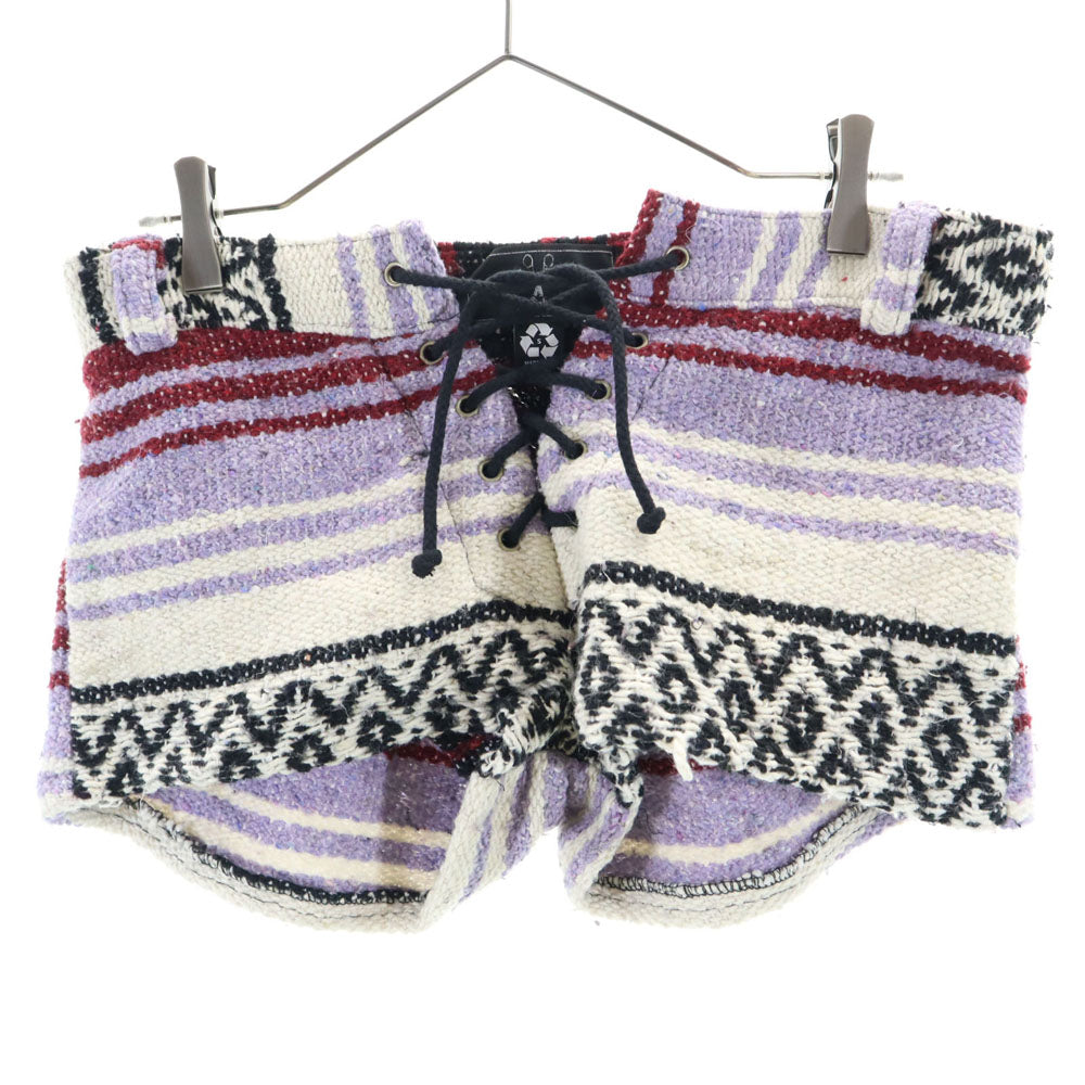 American Vintage アメリカンヴィンテージ ボーダー柄 ショートパンツ S パープル系 レディース