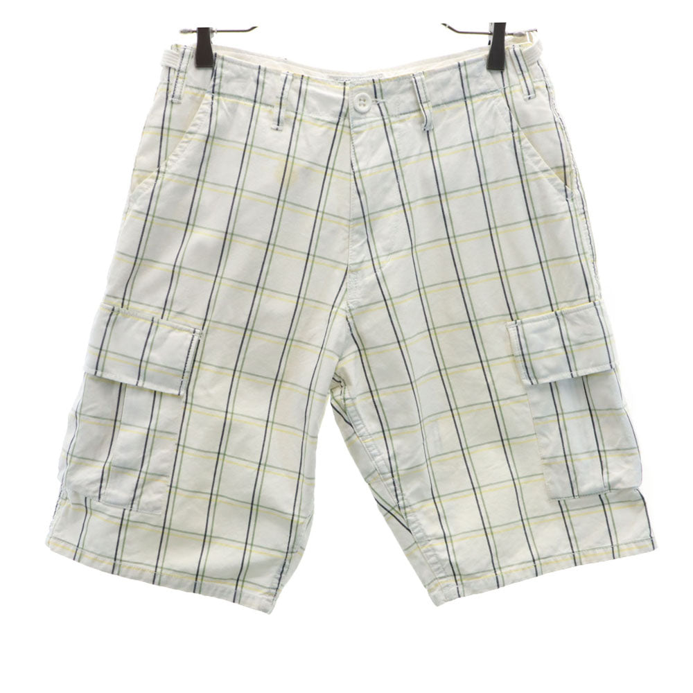 STUSSY ステューシー チェック柄 カーゴショートパンツ W30 ホワイト ハーフ メンズ