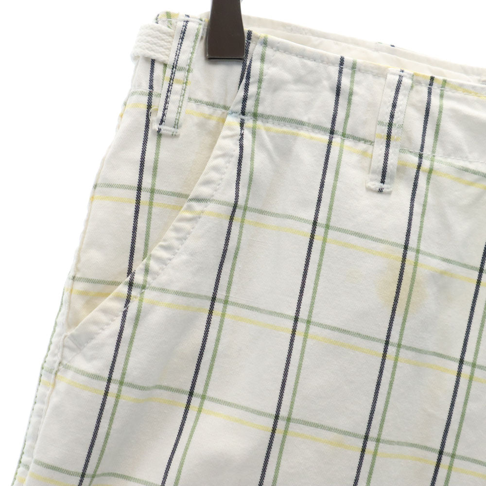 STUSSY ステューシー チェック柄 カーゴショートパンツ W30 ホワイト ハーフ メンズ