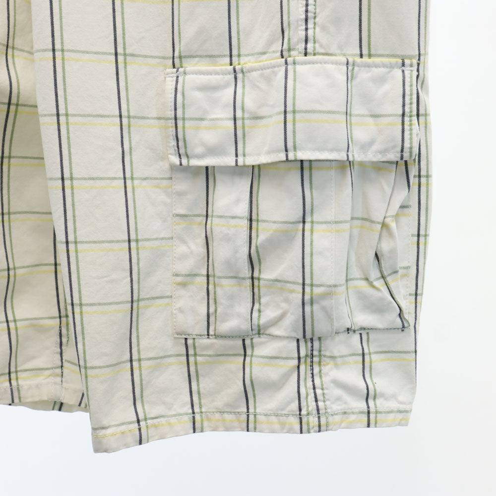 STUSSY ステューシー チェック柄 カーゴショートパンツ W30 ホワイト ハーフ メンズ