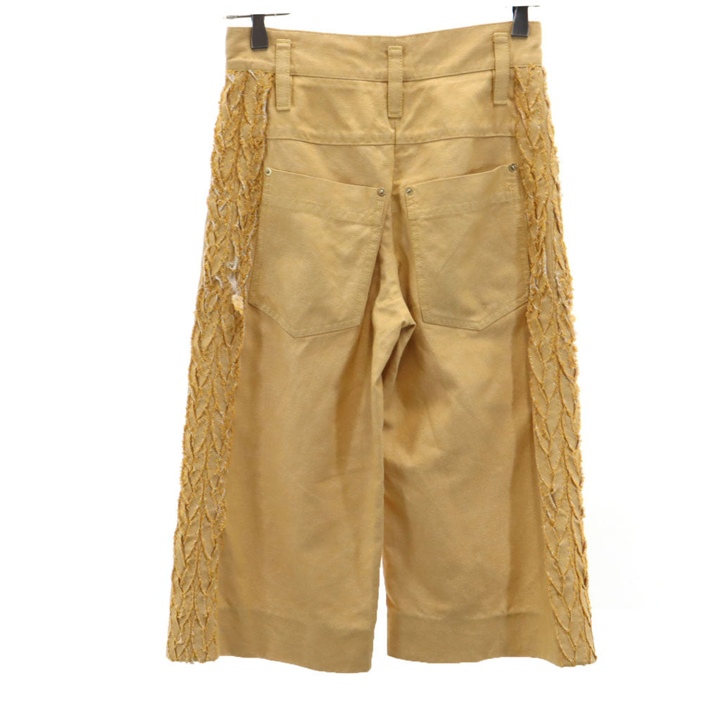 LOUIS VUITTON ルイヴィトン フランス製 リネンブレンド クロップドパンツ 34 キャメル レディース