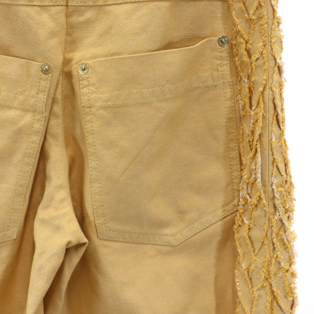 LOUIS VUITTON ルイヴィトン フランス製 リネンブレンド クロップドパンツ 34 キャメル レディース