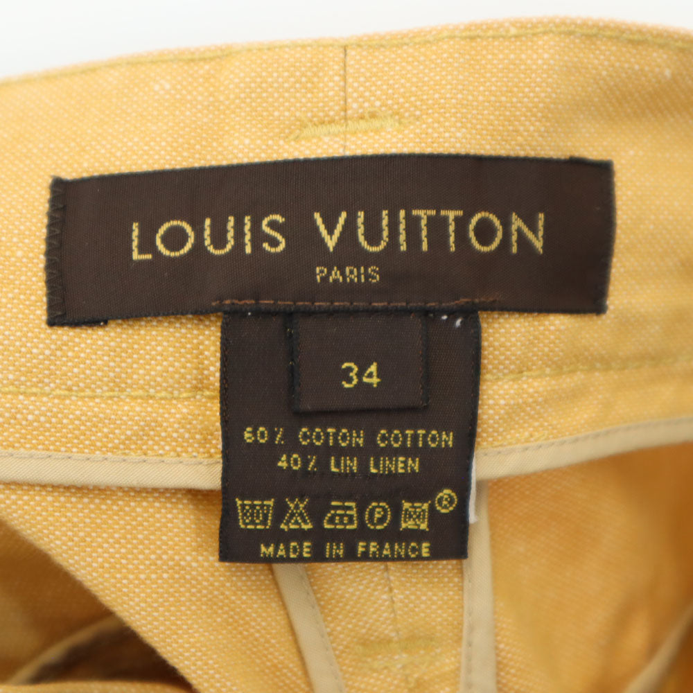 LOUIS VUITTON ルイヴィトン フランス製 リネンブレンド クロップドパンツ 34 キャメル レディース