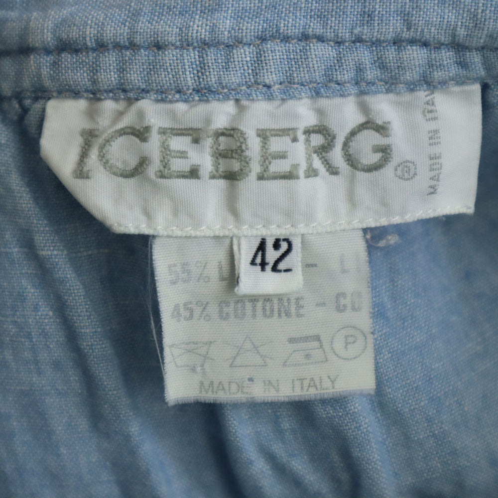 アイスバーグ 90s イタリア製 オールド ロング丈 シャンブレー スカート 42 ブルー系 ICEBERG レディース