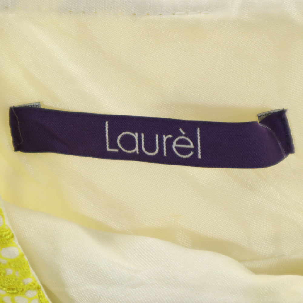 Laurel ローレル 未使用 ミディ丈 レース タイトスカート 38 イエロー タグ付き レディース