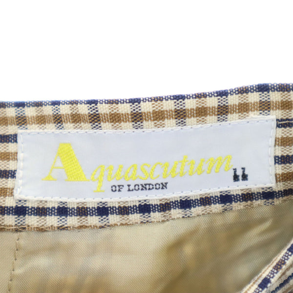 アクアスキュータム 90s オールド ハウスチェック柄 ミモレ丈 プリーツスカート LL ベージュ Aquascutum レディース