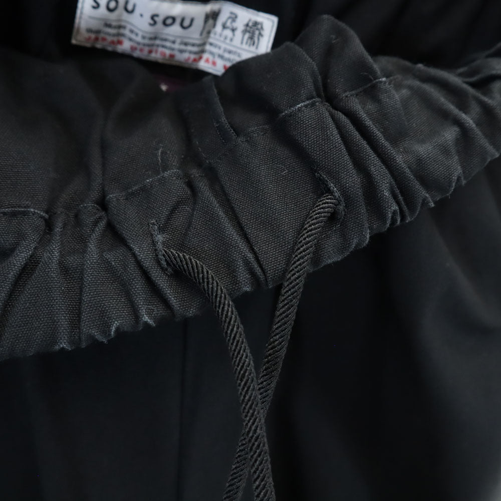 SOUSOU ハーフパンツ ブラック SOUSOU ウエストゴム レディース