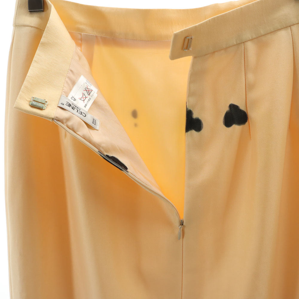 CELINE セリーヌ フランス製 ミモレ丈 タイトスカート 42 ペールオレンジ系 レディース