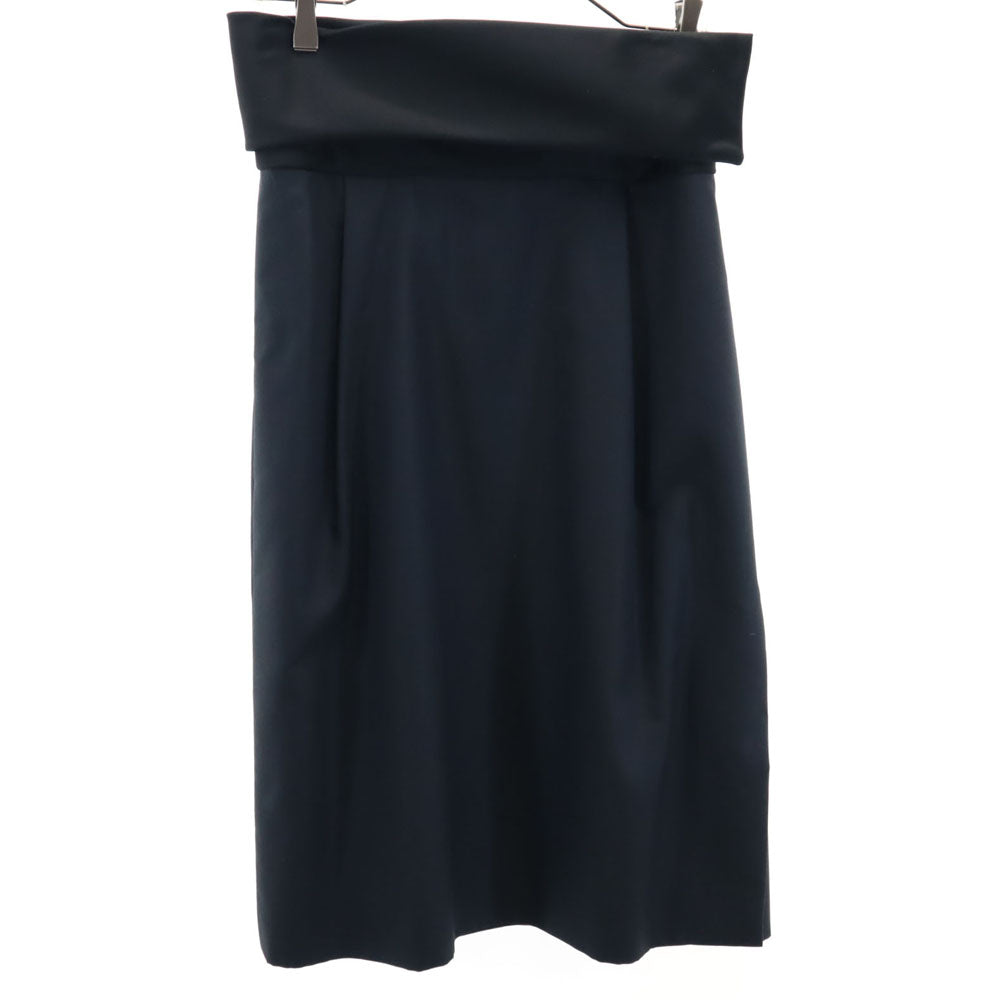 YVES SAINT LAURENT イヴサンローラン 80s 90s フランス製 シルクブレンド オールド ミディ丈 スカート 36 ブラック レディース