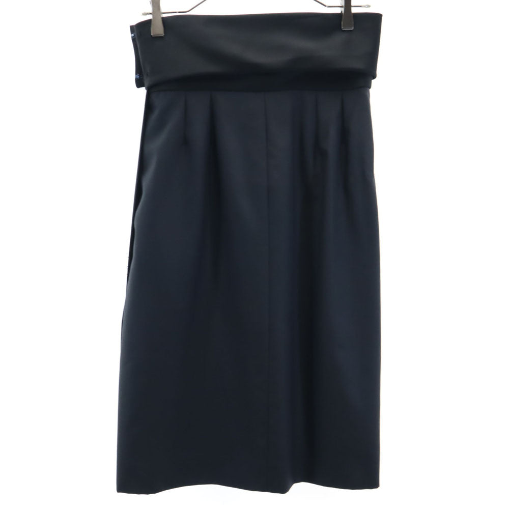 YVES SAINT LAURENT イヴサンローラン 80s 90s フランス製 シルクブレンド オールド ミディ丈 スカート 36 ブラック レディース