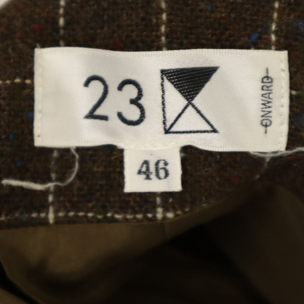 23区 ウールブレンド チェック柄 ロング丈 タイトスカート 46 ブラウン系 23ku レディース
