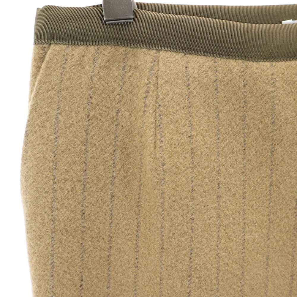 sacai luck サカイラック 日本製 ウールブレンド ストライプ柄 ミディ丈 台形 スカート 1 ベージュ レディース