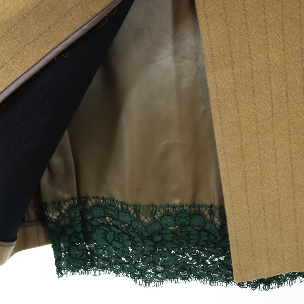 sacai luck サカイラック 日本製 ウールブレンド ストライプ柄 ミディ丈 台形 スカート 1 ベージュ レディース