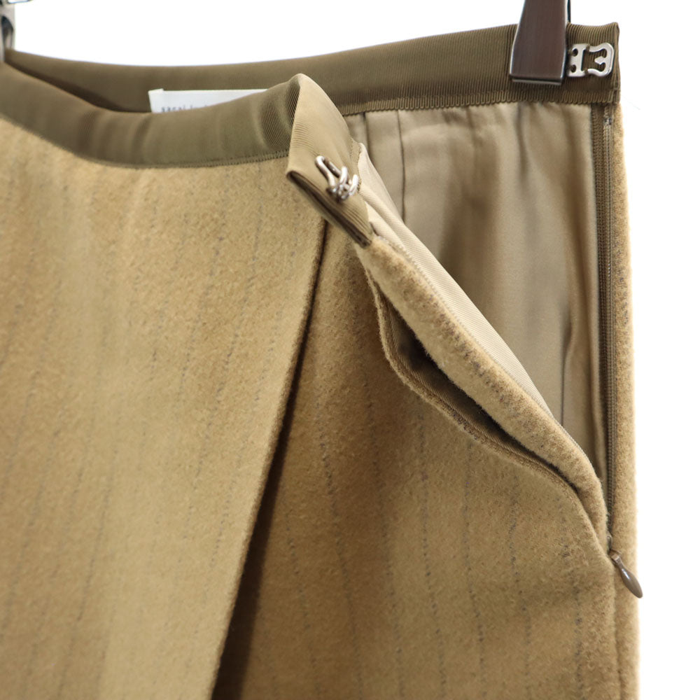 sacai luck サカイラック 日本製 ウールブレンド ストライプ柄 ミディ丈 台形 スカート 1 ベージュ レディース