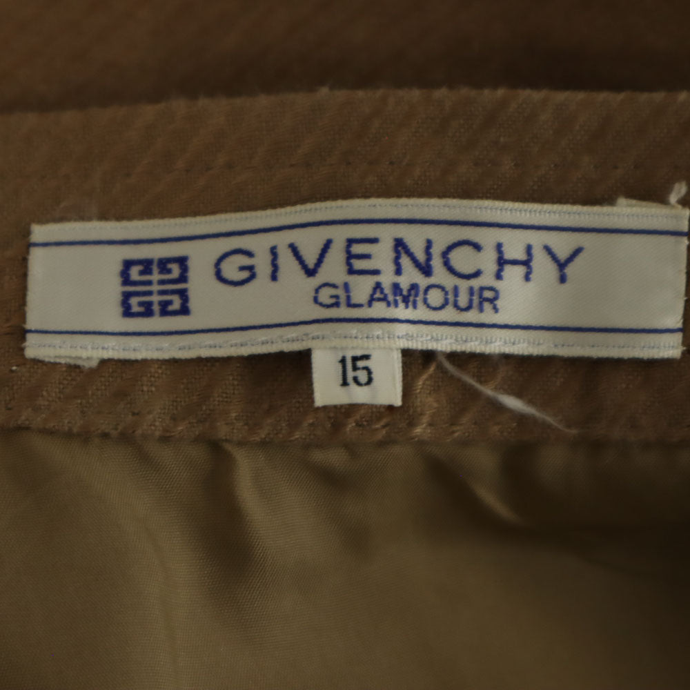 GIVENCHY ジバンシィ 90s リネン100％ オールド ミモレ丈 スカート 15 ベージュ系 GLAMOUR ビックサイズ レディース
