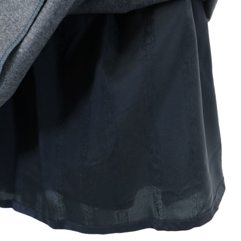 セリーヌ フランス製 ウールブレンド ミディ丈 タック スカート 38 グレー CELINE レディース