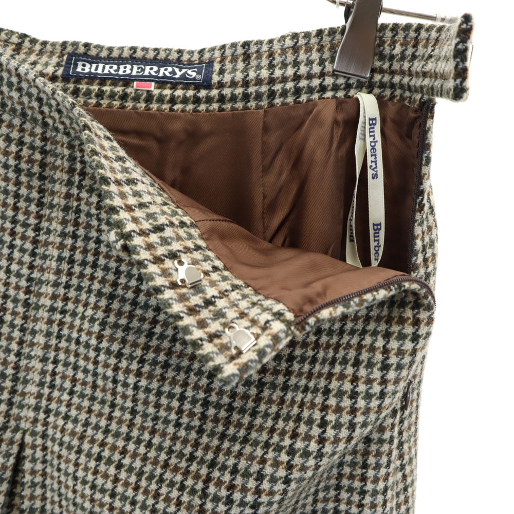 Burberrys バーバリーズ 90s ウール オールド 千鳥柄 ミモレ丈 スカート 005AB2 ブラウン系 レディース