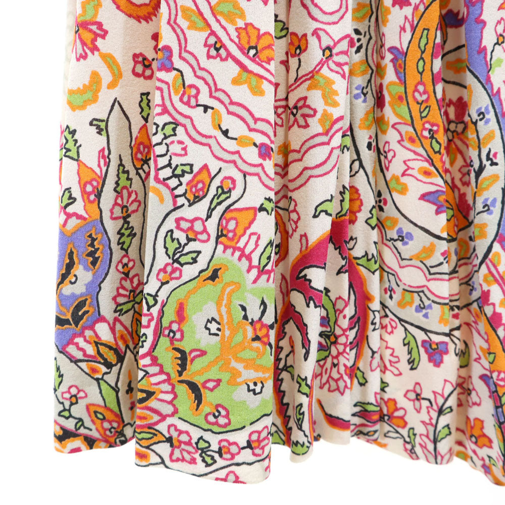 ETRO エトロ イタリア製 総柄 ミディ丈 プリーツスカート 40 ウエストゴム レディース