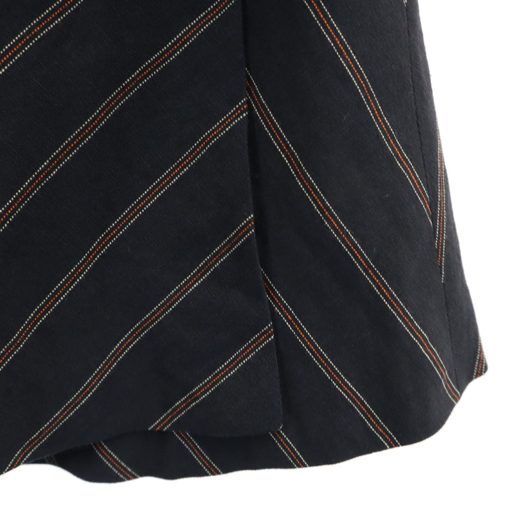 ドルチェアンドガッバーナ イタリア製 リネンブレンド 斜ストライプ柄 ミニ丈 ラップスカート 40 チャコールブラック系 DOLCE&GABBANA レディース