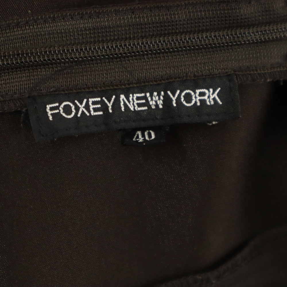 FOXEY NEW YORK フォクシーニューヨーク 日本製 ミディ丈 フレアスカート 40 ブラウン ボンディング加工 レディース