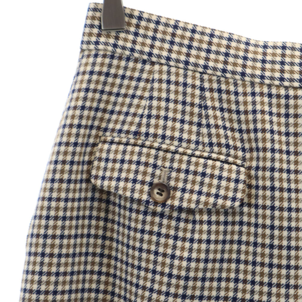 Aquascutum アクアスキュータム 日本製 ウールブレンド チェック柄 ラップ ショートパンツ ブラウン系 レディース