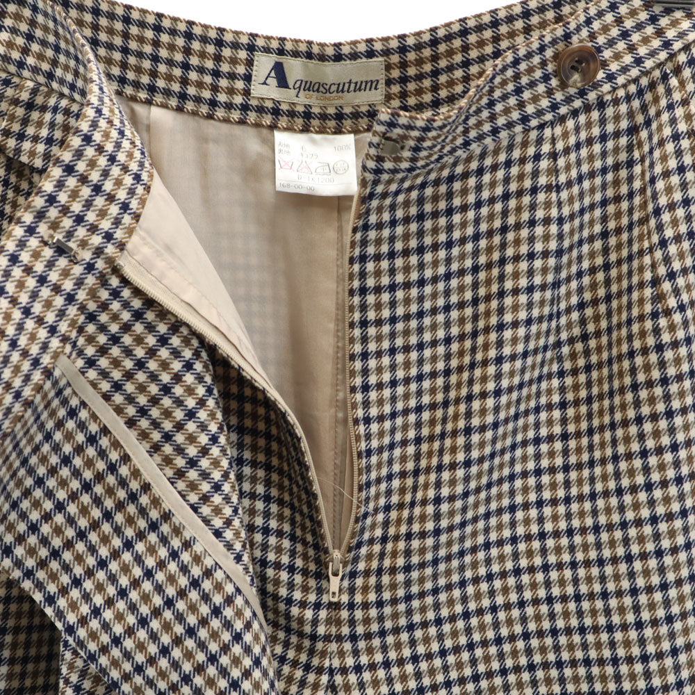 Aquascutum アクアスキュータム 日本製 ウールブレンド チェック柄 ラップ ショートパンツ ブラウン系 レディース