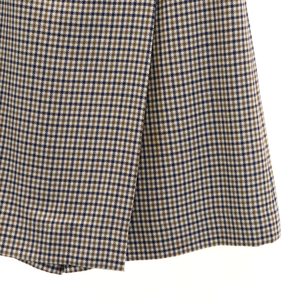 Aquascutum アクアスキュータム 日本製 ウールブレンド チェック柄 ラップ ショートパンツ ブラウン系 レディース