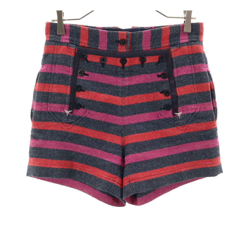 sacai luck サカイラック 日本製 ボーダー柄 ショートパンツ 1 ネイビー 他 レディース