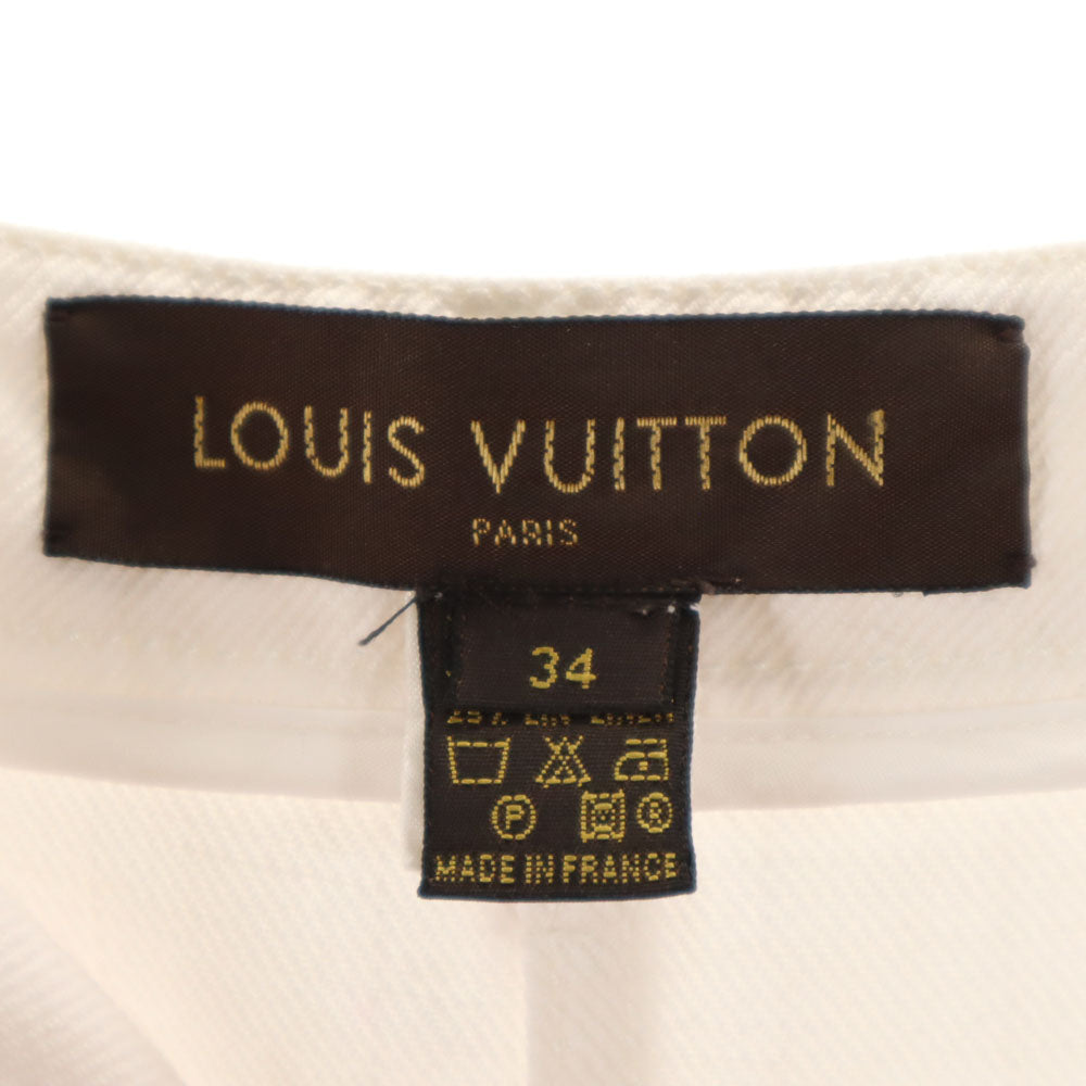 LOUIS VUITTON ルイヴィトン フランス製 リネンブレンド ミディ丈 デニムスカート 34 ホワイト系 レディース