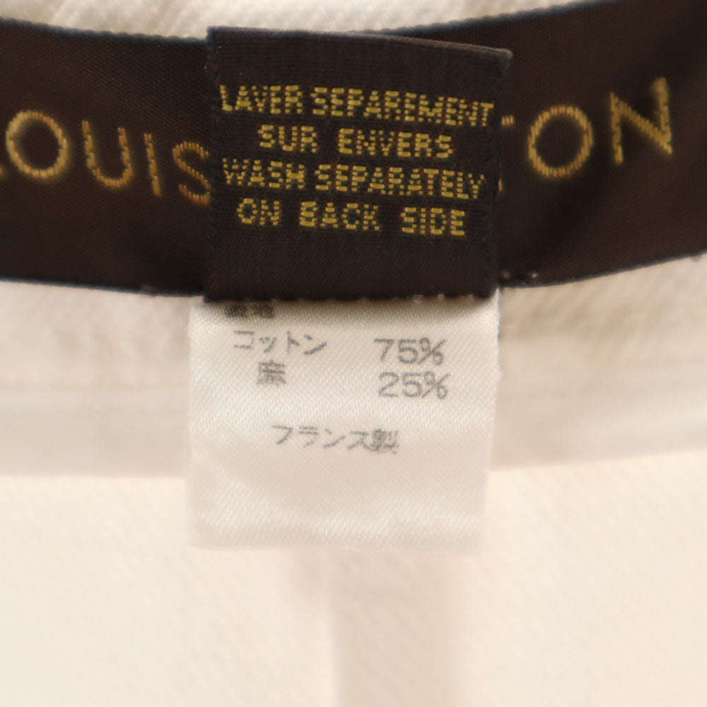 LOUIS VUITTON ルイヴィトン フランス製 リネンブレンド ミディ丈 デニムスカート 34 ホワイト系 レディース