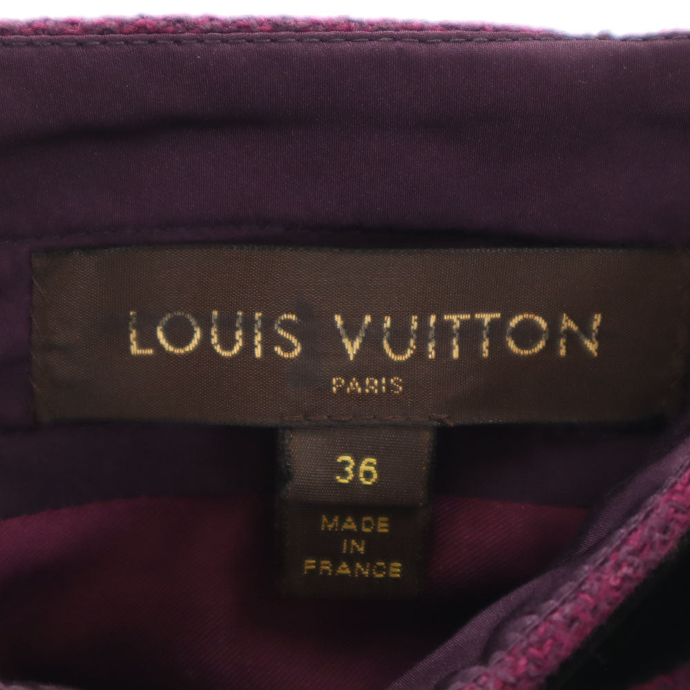 LOUIS VUITTON ルイヴィトン フランス製 ウール ミディスカート 36 パープル系 バックジップ レディース