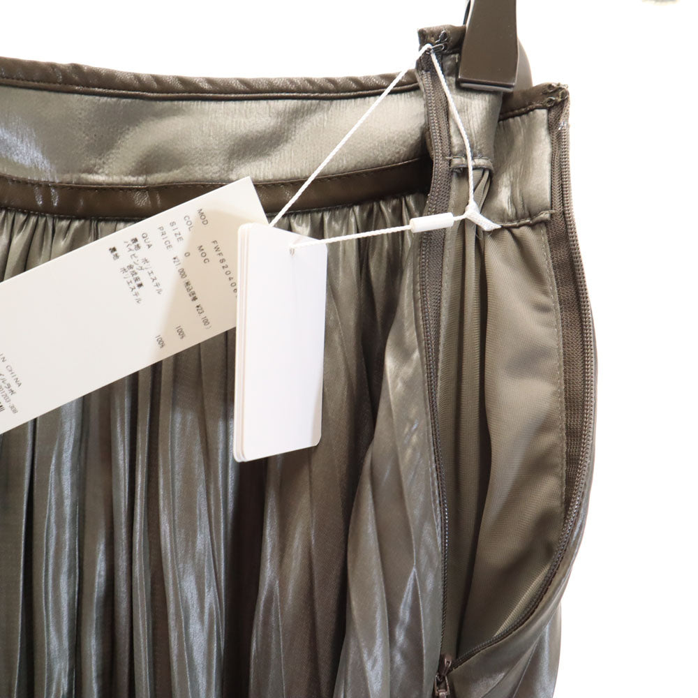 未使用 FRAY I.D フレイアイディー タグ付き マキシ丈 レザーライクサテン プリーツスカート 0 モカ レディース
