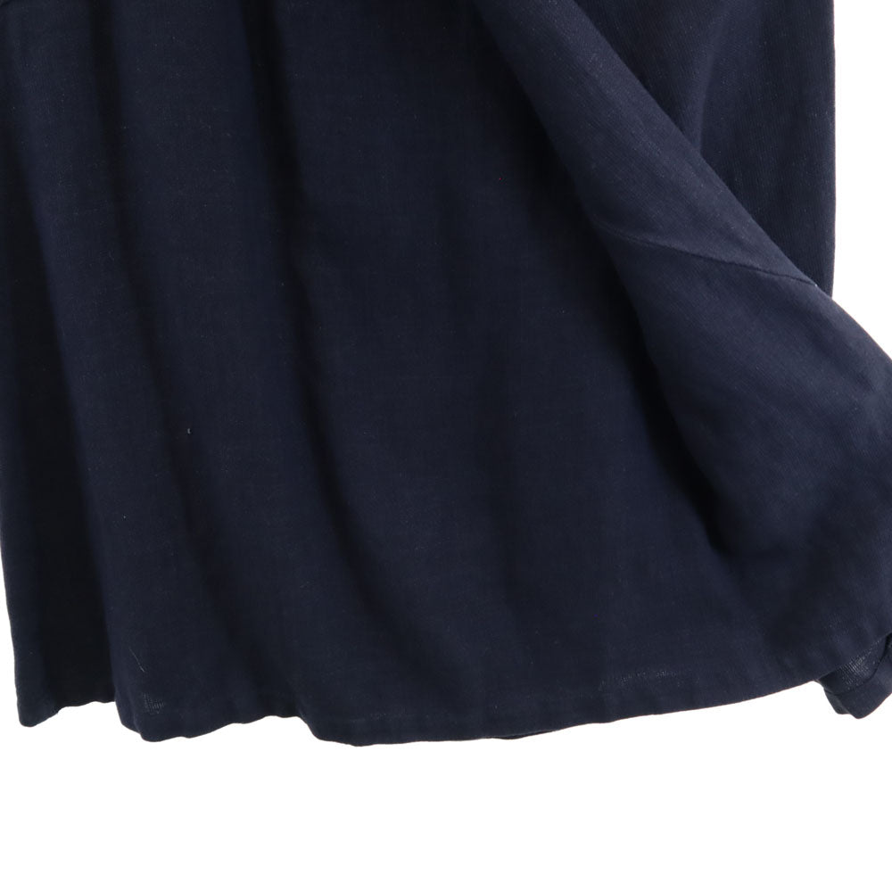 Plantation プランテーション 日本製 リネンブレンド ロング丈 ラップスカート M ネイビー レディース