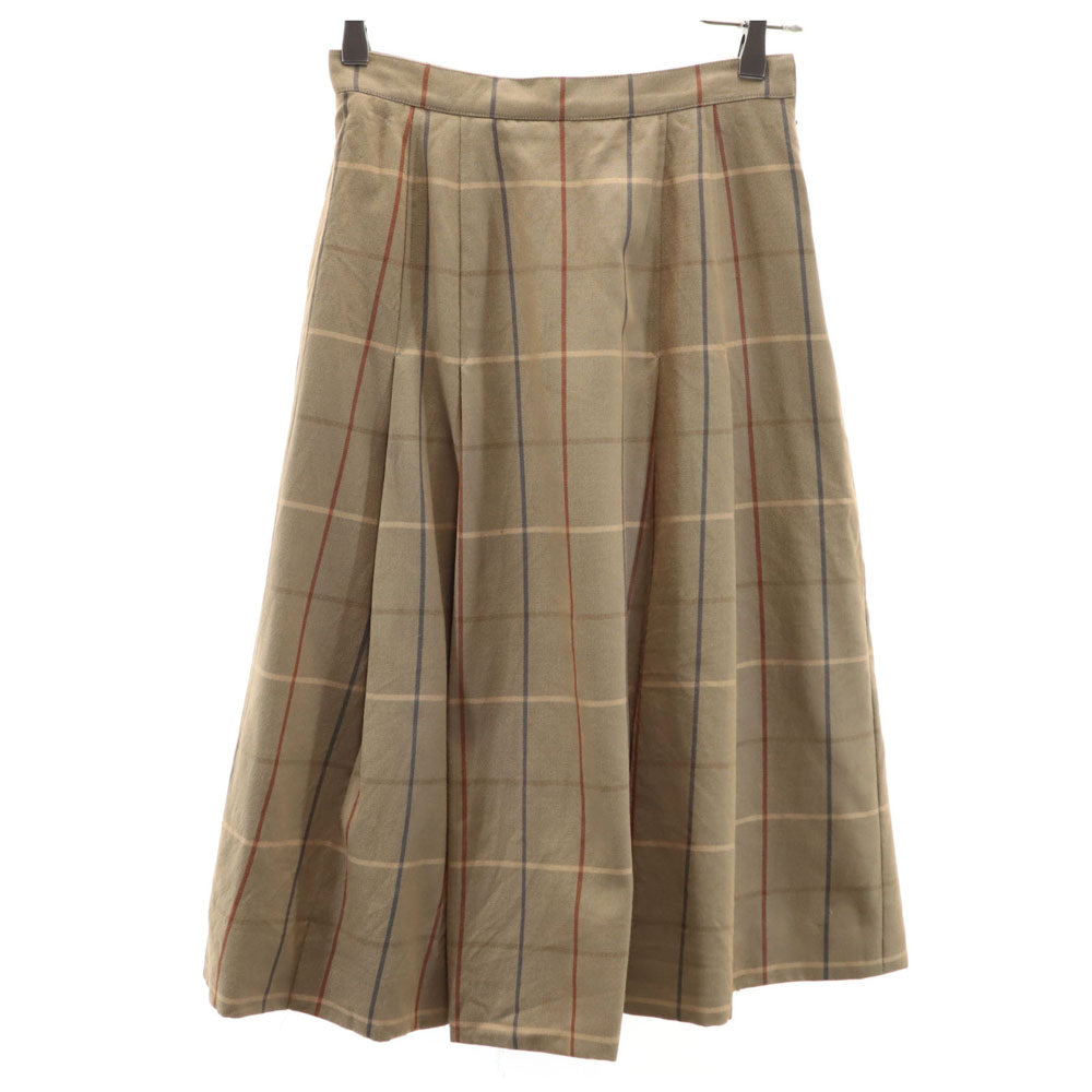 Burberrys バーバリーズ 90s オールド チェック柄 ミモレ丈 プリーツスカート 7 ベージュブラウン レディース
