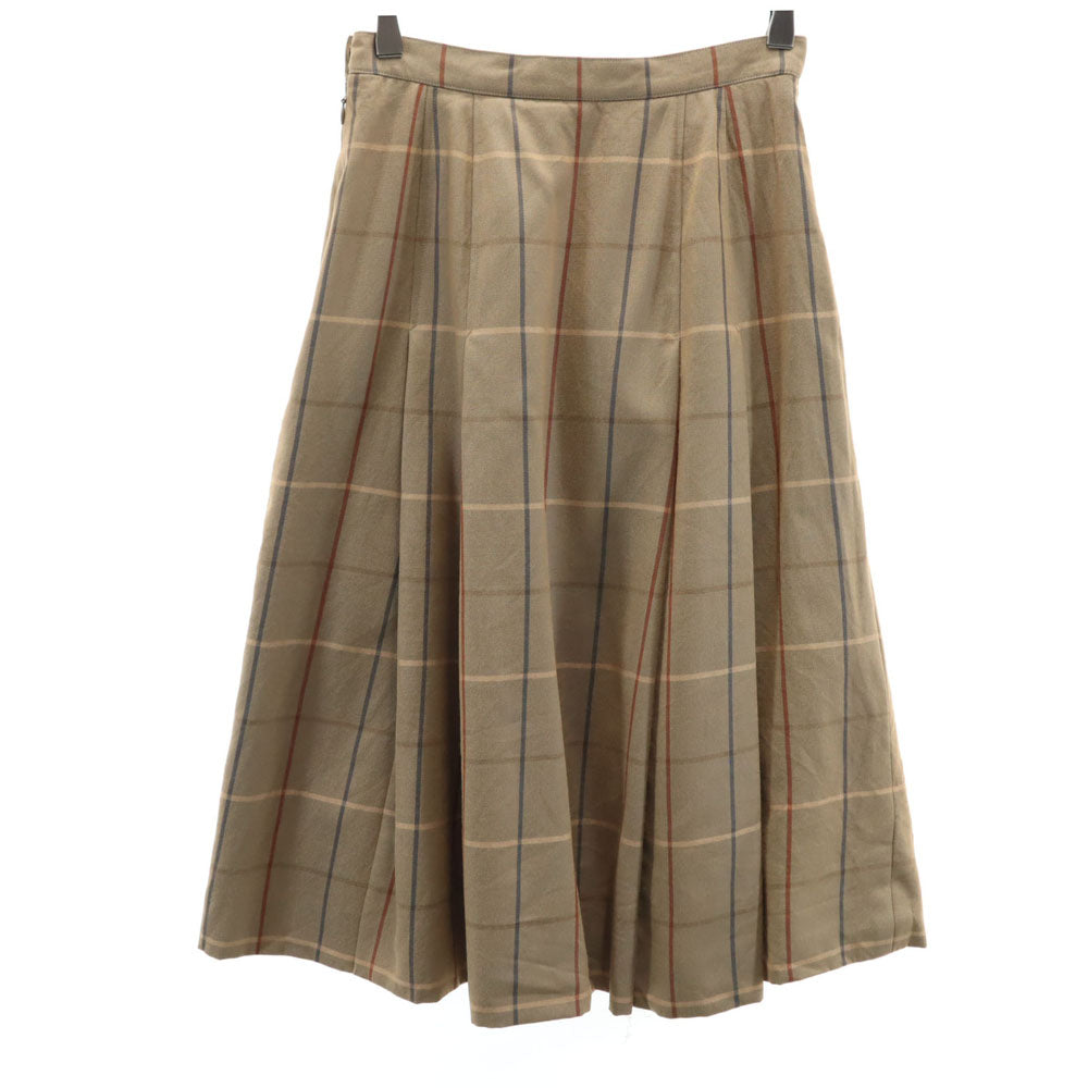 Burberrys バーバリーズ 90s オールド チェック柄 ミモレ丈 プリーツスカート 7 ベージュブラウン レディース